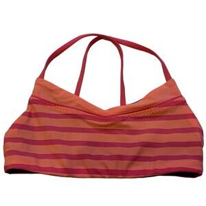 Ivivva Sports Bra Swim Top Pink Striped Pink/Gray Reversible - EUC